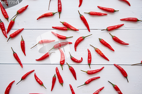 Image of Red hot little chili peppers pattern isolated on white