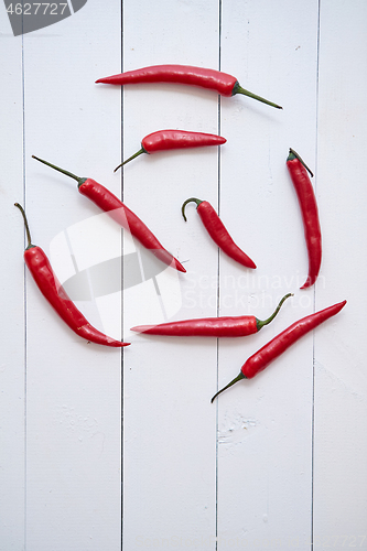 Image of Red hot chili peppers pattern isolated on white