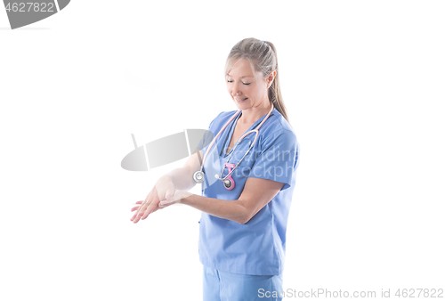 Image of Nurse or doctor washing hands