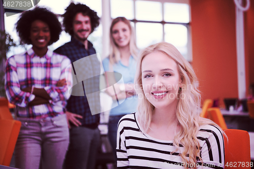 Image of informal business woman working in the office