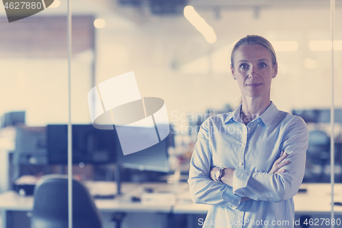 Image of portrait of casual business woman at office