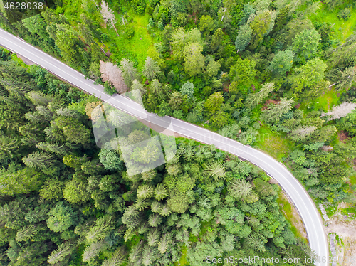 Image of Highway road in forest, view from above