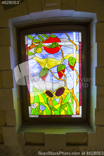Image of Stained glass window, grapewine art
