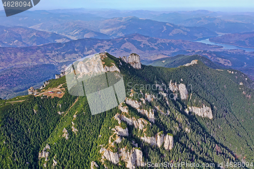 Image of Aerial view of rocky mountain