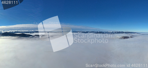 Image of Misty valley, aerial panorama