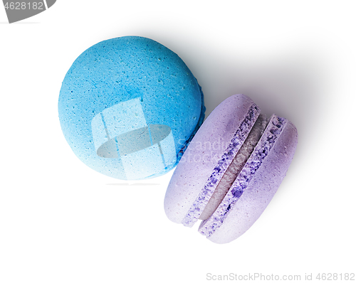 Image of Two macaroon blue purple top view
