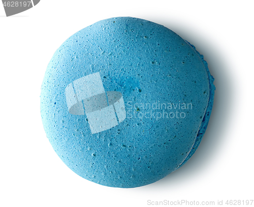 Image of One blue macaroon top view