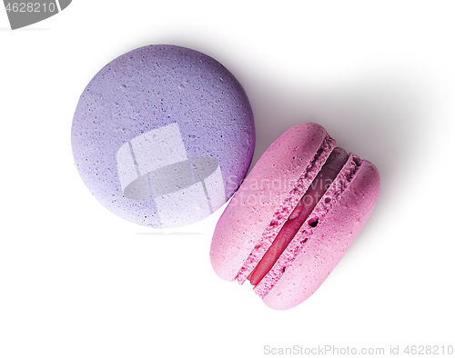 Image of Two macaroon purple pink top view