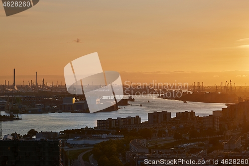 Image of Rotterdam Port Dusk Panorma from Euromast