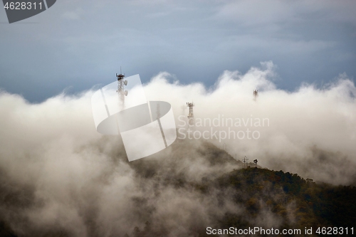 Image of Transmitter towers on a hill