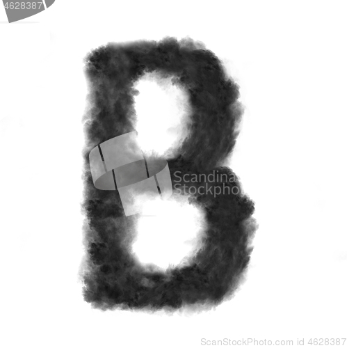 Image of Letter B made from black clouds on a white background.