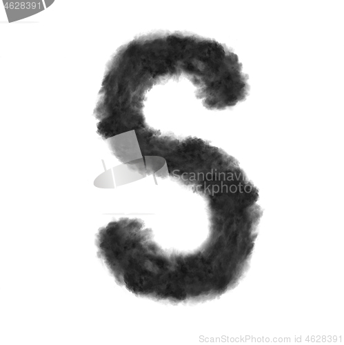 Image of Letter S made from black clouds on a white background.