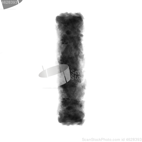 Image of Letter I made from black clouds on a white background.