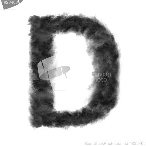 Image of Letter D made from black clouds on a white background.