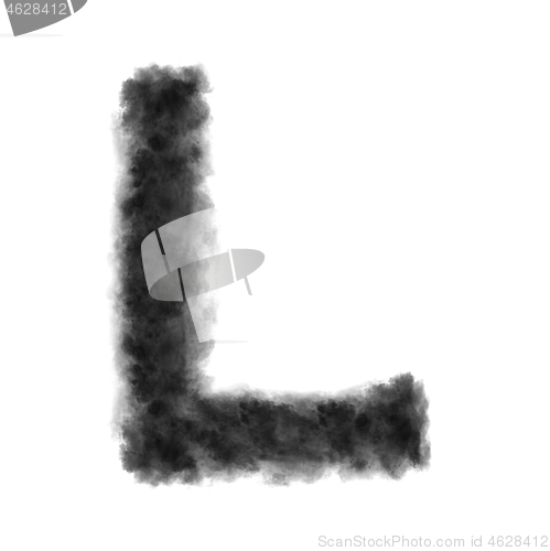 Image of Letter L made from black clouds on a white background.