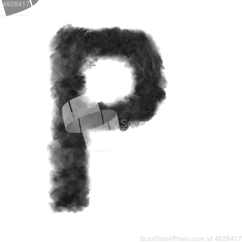 Image of Letter P made from black clouds on a white background.