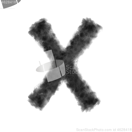 Image of Letter X made from black clouds on a white background.