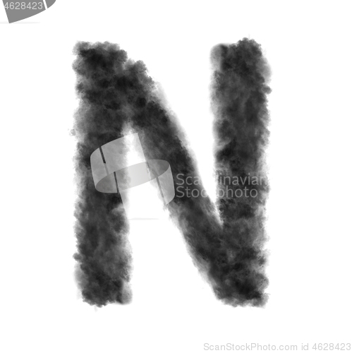 Image of Letter N made from black clouds on a white background.