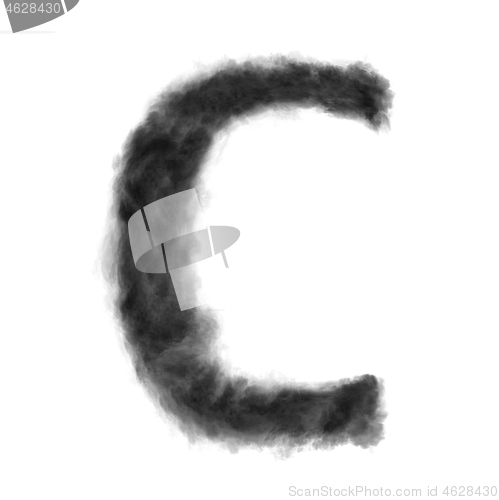 Image of Letter C made from black clouds on a white background.