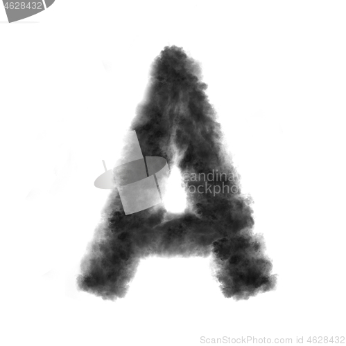 Image of Letter A made from black clouds on a white background.