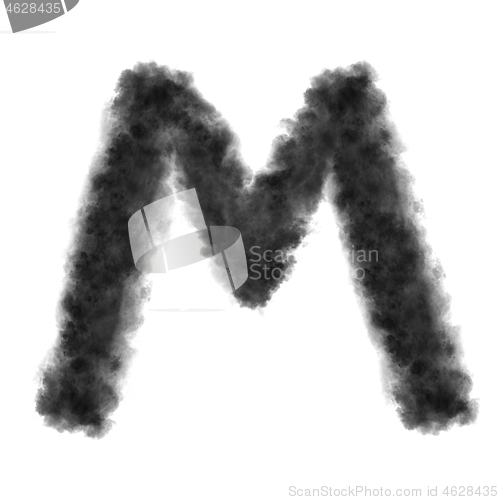 Image of Letter M made from black clouds on a white background.