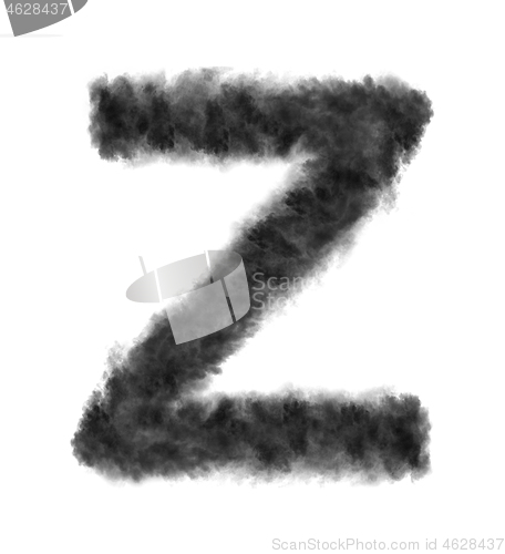 Image of Letter Z made from black clouds on a white background.