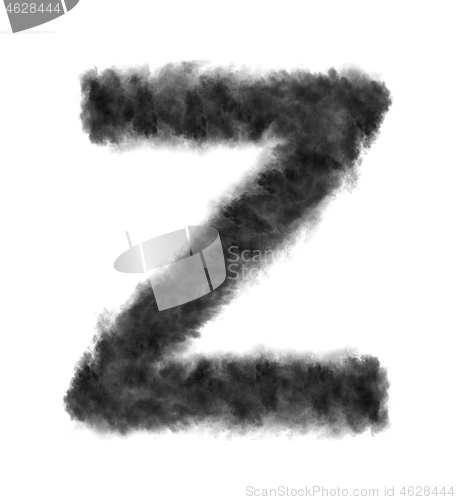 Image of Letter Z made from black clouds on a white background.