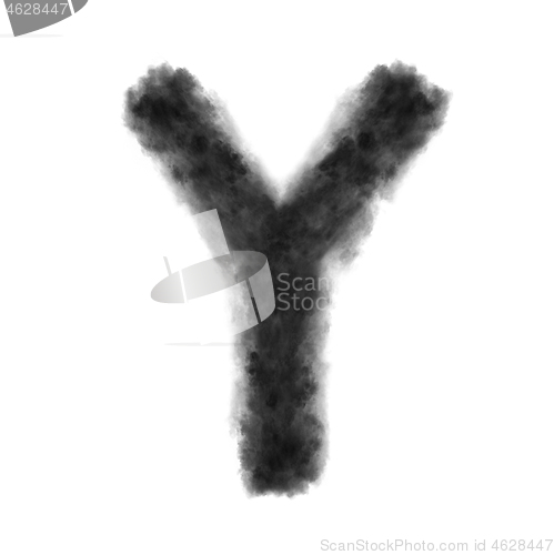 Image of Letter Y made from black clouds on a white background.