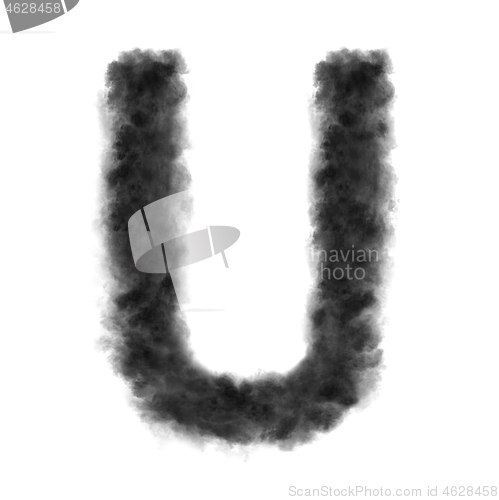 Image of Letter U made from black clouds on a white background.