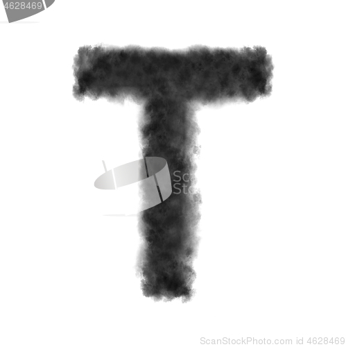 Image of Letter T made from black clouds on a white background.