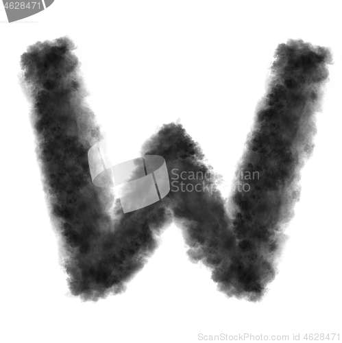 Image of Letter W made from black clouds on a white background.