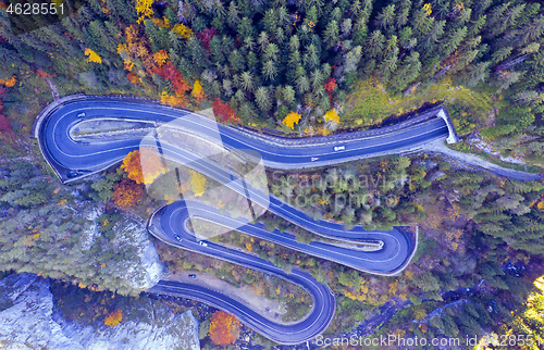 Image of Mountain serpentines road, above view