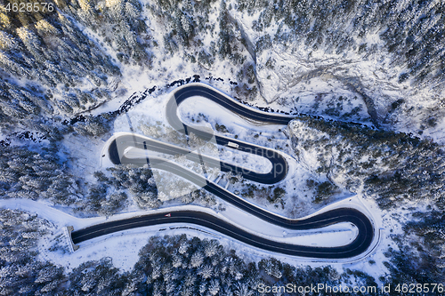 Image of Winding road in rocky mountain