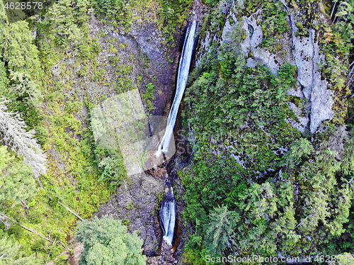 Image of Rock waterfall in a green forest