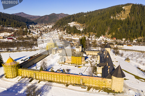 Image of Orthodox Monastery of Sucevita under repairs