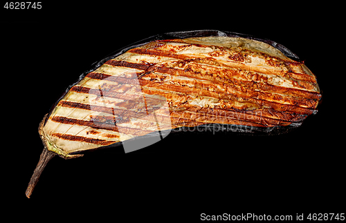 Image of Grilled eggplant in black background