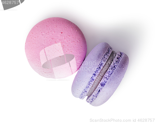 Image of Two macaroon pink purple top view