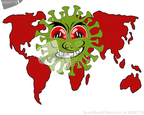 Image of Infection coronavirus and card of the world cartoon