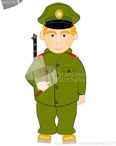 Image of Vector illustration of the soldier with automaton