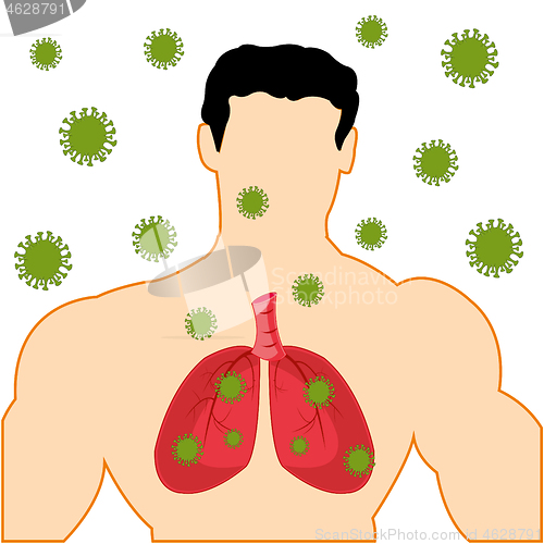 Image of Body men with light infected coronavirus COVID-19