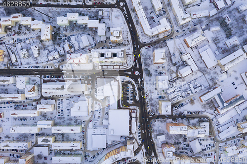 Image of Above view of traffic in winter