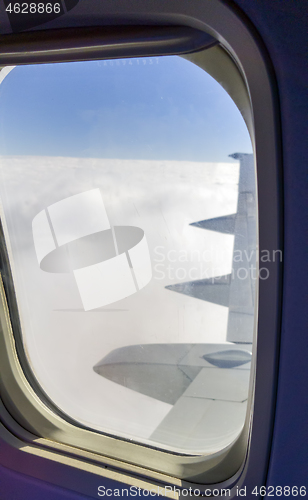 Image of Plane window during flight