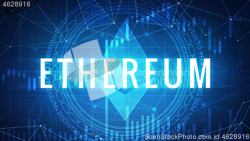 Image of Ethereum symbol on futuristic hud banner.