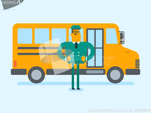 Image of Young caucasian white school bus driver.