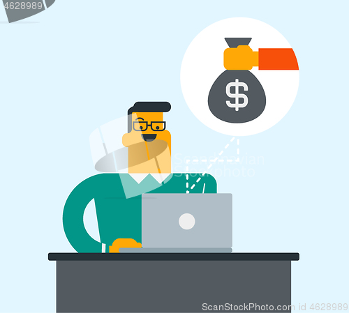 Image of Businessman earning money from online business.