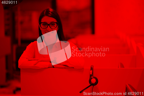 Image of female call centre operator doing her job