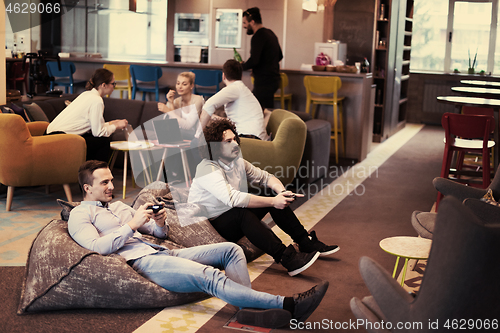 Image of startup Office Workers Playing computer games