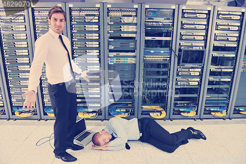 Image of system fail situation in network server room