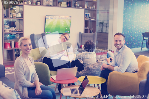 Image of Startup Business Team At A Meeting at modern office building