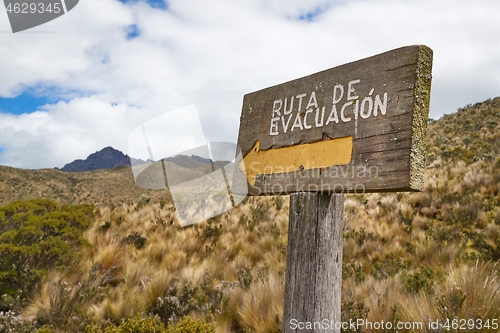 Image of Emergency exit evacuation route sign